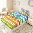 thumbnail image 5 of Manfei Rainbow Stripe Monogram Twin Sheets, Glitter Letter A Bedding, Multicolor White, Polka Dots Reversible 3 Pieces1 Flat Sheet + 1 Fitted Sheet + 1 Pillowcase, 5 of 6