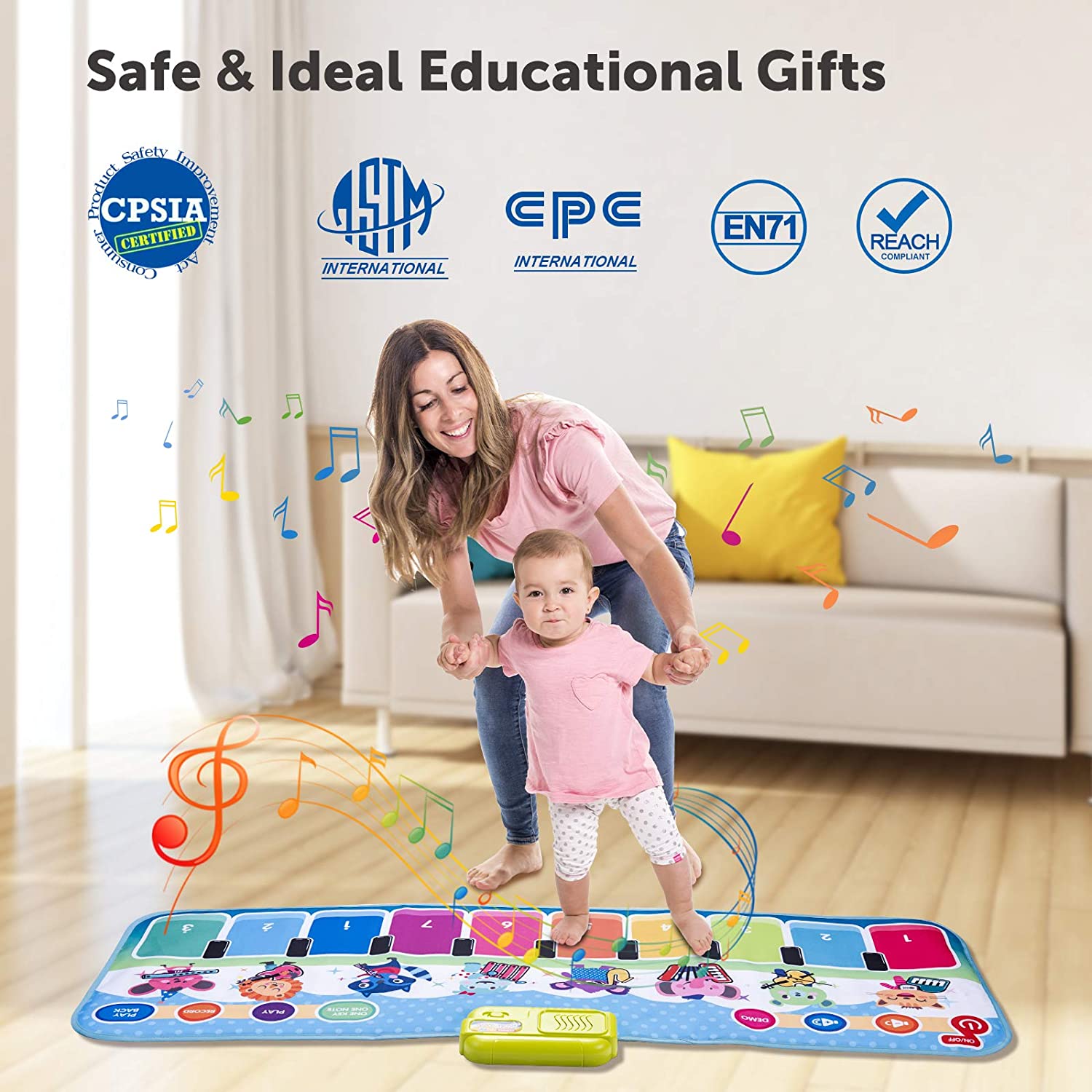 Joyjoz Floor Musical Mat Baby Dance Piano Floor Mat, Baby and Toddler Music Toys for Boys Girls - image 4 of 9