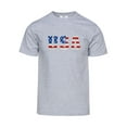 thumbnail image 1 of T-Shirt à Manches Courtes pour Hommes USA Flag Font - Gris Chiné - 3TG, 1 of 1