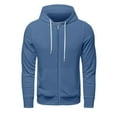 thumbnail image 6 of Dwralegc Men's Blue Zip Up Hoodie Long Sleeves Full Zip-Up Hooded Sweatshirt Lightweight Drawstring Casual Hoodies Fall Solid Color Athletic Coat with Pocket Blue M, 6 of 7