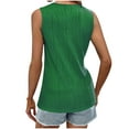 thumbnail image 4 of Mrat Thick Strap Tank Tops Women's Solid Sleeveless Round Neck Camisoles Hollow Out Tube Pleated Tops Blouse High Neck Workout Tank Tops S-45 Green S, 4 of 4