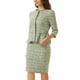 thumbnail image 4 of Conjunto de traje de tweed de 2 piezas para mujer INSPIRE CHIC, chaqueta de botones de manga 3/4 y falda lápiz, verde S, 4 of 6