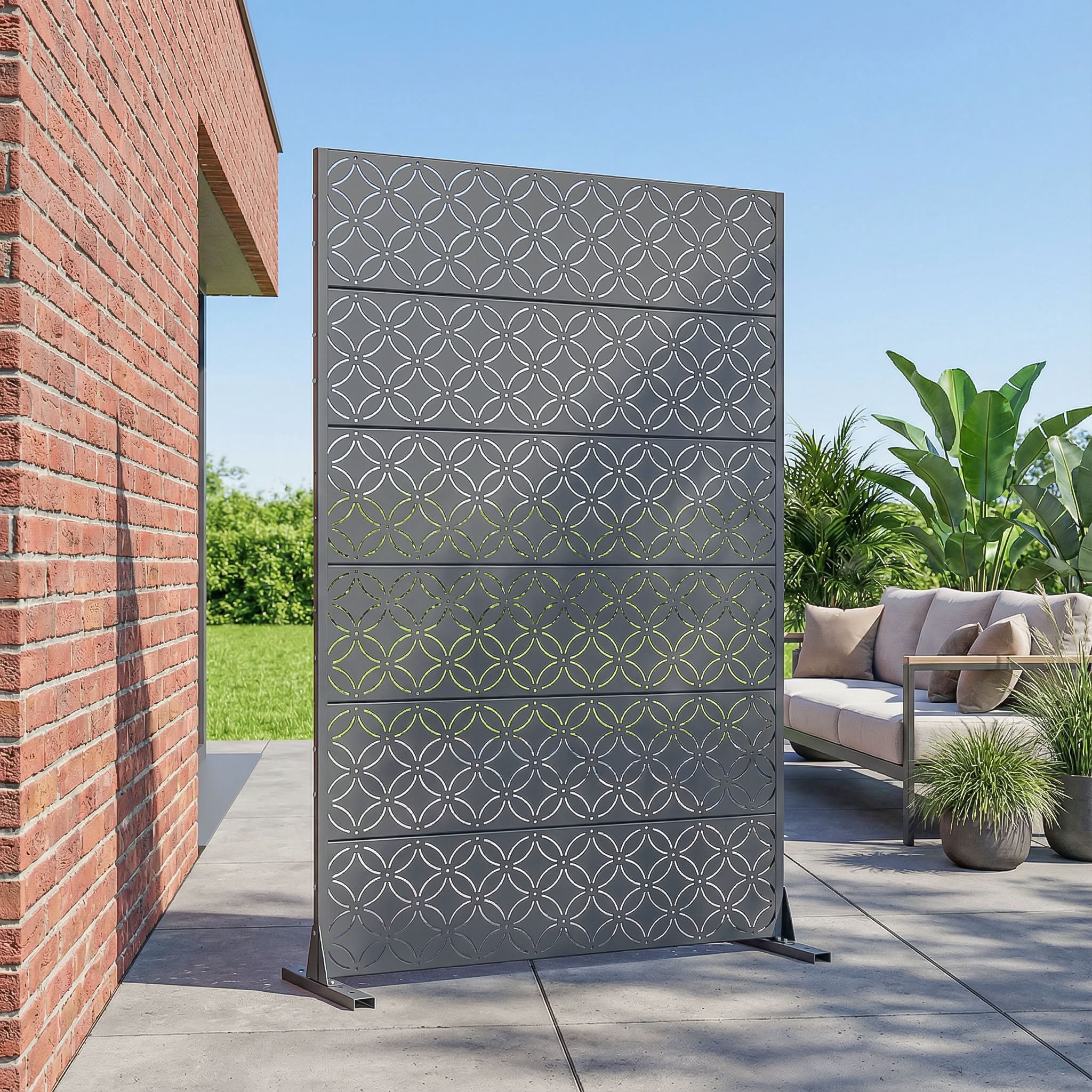 MAYEERTY 72*47in Outdoor Privacy Screen, Poolside Metal Privacy Fence, Privacy Panel for Patio, Balcony, Backyard, Garden