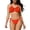 Orange, variant on QIUOMBBP Women's String Bathing Suit Backless Cutout Front Halter Bikini Top with Tie Side Bottom High Cut 2 Piece Swimsuit for Water Sport Blue L