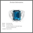 thumbnail image 5 of Gem Stone King 9.57 Cttw London Blue Topaz Engagement Ring for Women | 925 Sterling Silver| Emerald Cut 14X10MM | Gemstone November Birthstone | Size 7, 5 of 5
