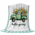 thumbnail image 6 of Hello Spring Blanket Soft Cozy Warm Throw Blanket for Couch, Plush Fuzzy Flannel Fleece Blankets for Sofa, Easter Flowers Green Truck Floral Blue Plaid Bed Blankets Lightweight Gifts for Men, 50"x60", 6 of 9
