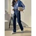 thumbnail image 2 of Women's Striped Button Down Shirt Long Sleeve Collared Blue Blouse, 2 of 8