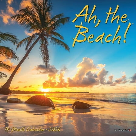 Willow Creek Press, Ah The Beach 2026 Mini Wall Calendar, 7'' X 7'', 18-Month Calendar with Stapled Binding