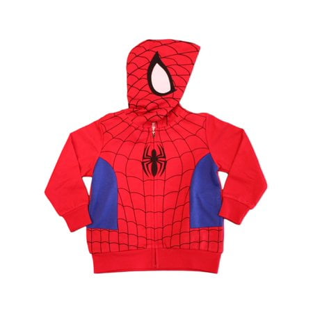 Marvel Spiderman miles morales Kids Boys Half Mask Zip Up Hooded Costume Jacket 