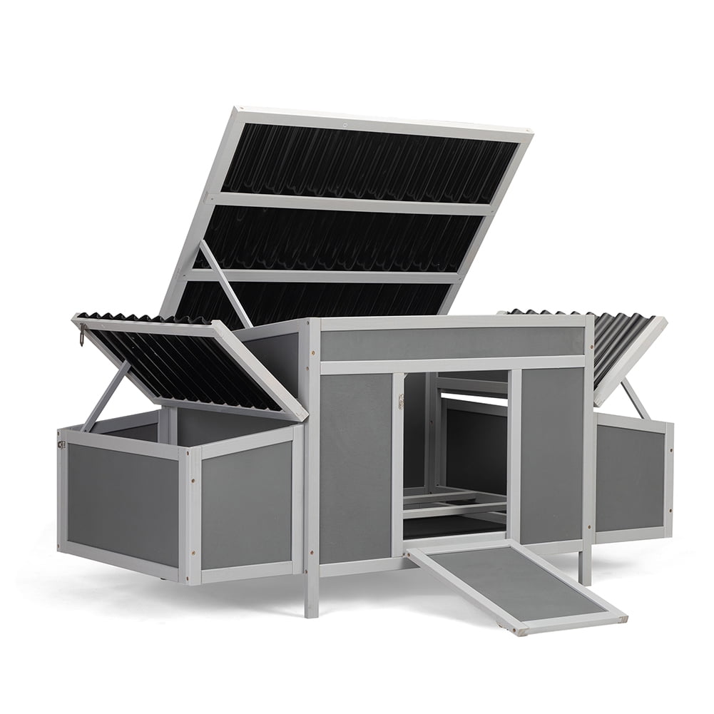 Kadyn Weatherproof Wooden Chicken Coop with Nesting Boxes, Indoor-Outdoor Nest, Gray Kadyn Weatherproof Wooden Chicken Coop with Nesting Boxes, Indoor-Outdoor Nest, Gray
