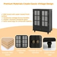 thumbnail image 4 of GZXS Black Minimalist Storage Buffet Cabinet with Glass Doors and Drawer, 28" MDF Cupboard with Adjustable Shelf and Solid Wood Legs for Hallway, Dining Room, Home Office, 4 of 9