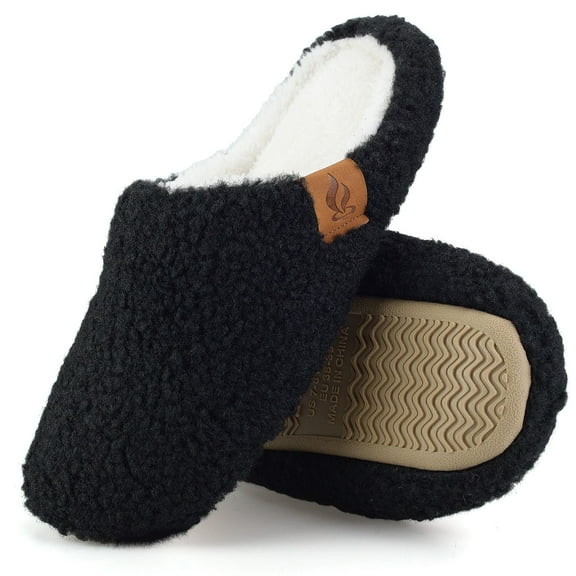 BERANMEY Women's House Slippers with Memory Foam, Soft Fuzzy Slippers for Womens Non-Slip Indoor Outdoor Slip-On, Cozy Lightweight Warm Bedroom Shoes for Women