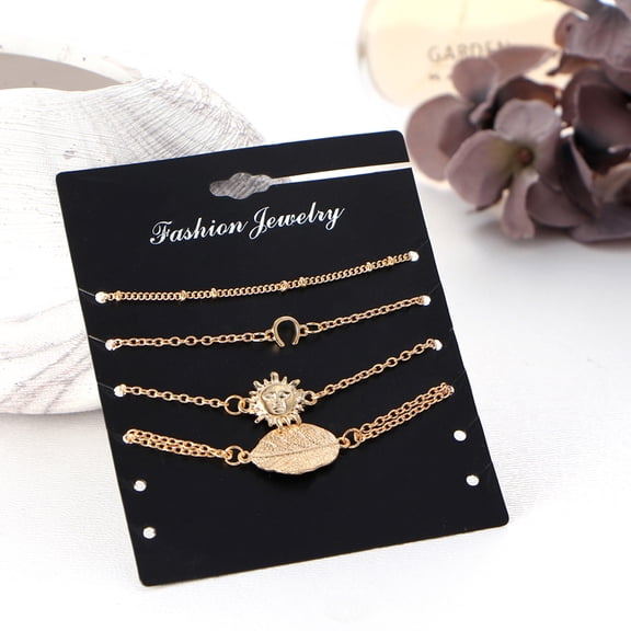 Homoyoyo 4 Pieces Adjustable Anklets for Women, Alloy Chain Bracelets Set, Simple Design Jewelry Accessories