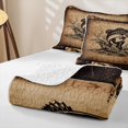 thumbnail image 4 of Manfei Farmhouse Bass Fish Bed Spread Queen, Fishing Hook Queen Coverlet Set, Tan Black, 3pcs, 1 Quilt and 2 Pillowcases, 4 of 7