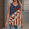 thumbnail image 6 of Iaqnaocc 4th Of July Tank Tops for Women Sleeveless Summer Loose Fit V-Neck Pleated Tees Independence Day American Flag Floral Print Festival Tee Tops Deep Red M, 6 of 6