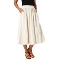thumbnail image 3 of INSPIRE CHIC Women's Bubble Skirt Elastic Waist Ruffle Flowy Y2k Puffy Hem Casual A Line Midi Skirts with Pockets S Beige, 3 of 6