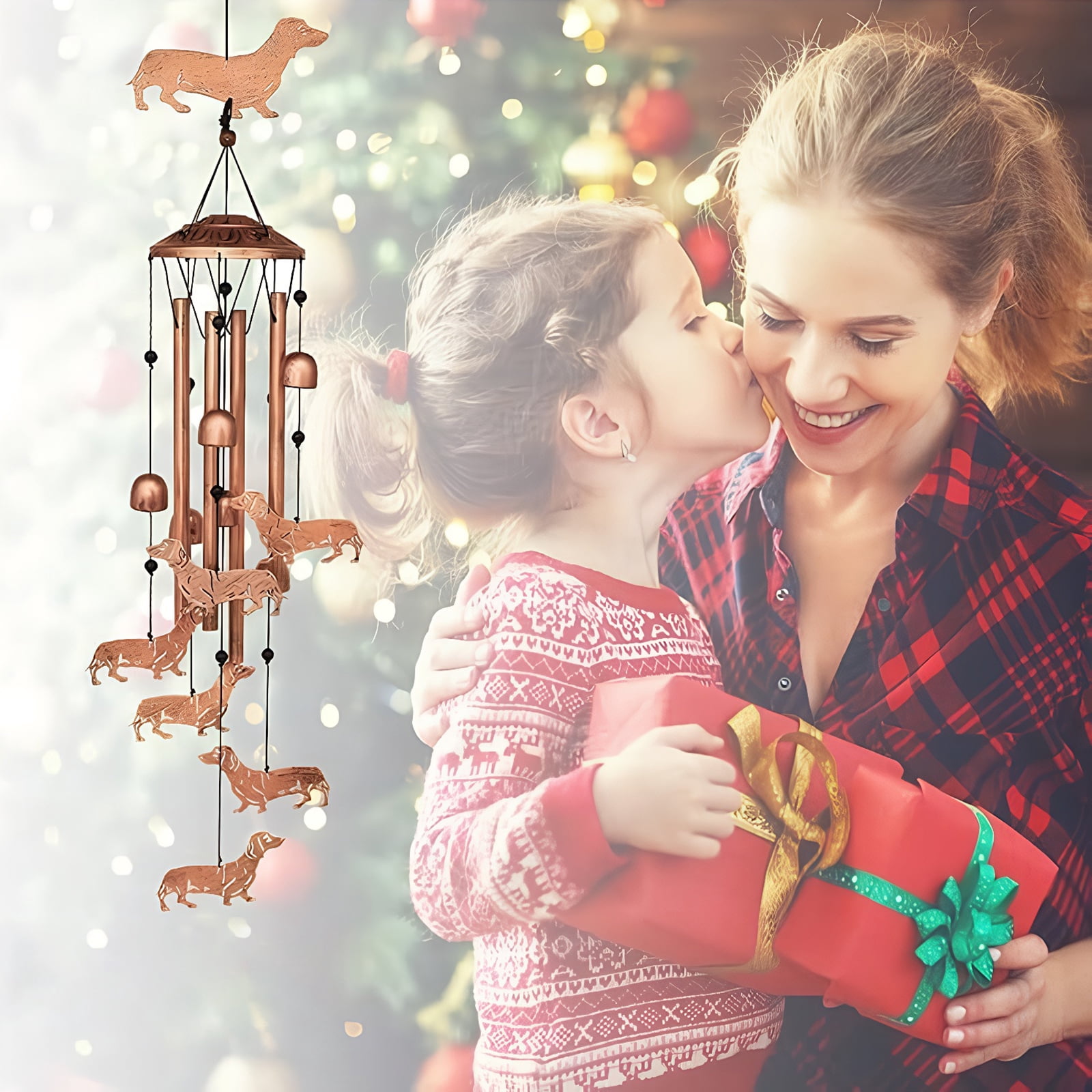 Yucurem Dachshund Wind Chime for Outside, Handmade Metal Garden Wind Chimes, Melodic Weatherproof Wind Bell for Patio Porch Decor