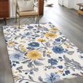 thumbnail image 3 of Yellow Blue Flower Washable Area Rugs 4'x6', Abstract Floral Low Pile Throw Living Room Rug Non-Slip Sturdy Edge Binding Carpet for Indoor Entryway Bedside Kitchen, 3 of 9