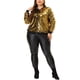 thumbnail image 2 of Chaquetas metálicas de talgrande pamujer Chaquebomber con cremalley lentejuelas brillantes Oro 3X, 2 of 6