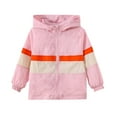 thumbnail image 1 of Girls Coats And Jackets Patchwork Hooded Toddler Windproof Zipper Pink Going Out Fall Tops for Girls ,3-4 Years, 1 of 6