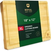 Royal Craft Wood Extra Large Bamboo Cutting Board  Wooden Butcher Block Chopping Board with Side Handles, Cutting Board for Kitchen Meal Prep  (XL, 18" x 12")