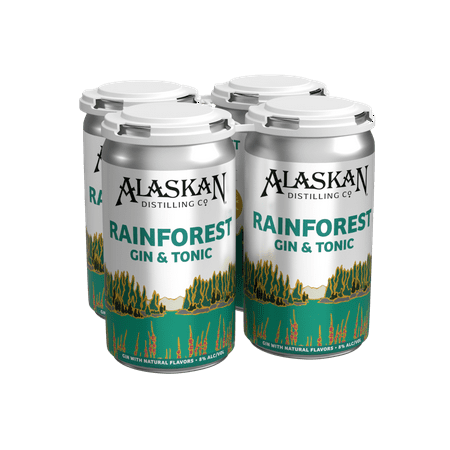 Alaskan RTD Rainforest Gin & Tonic, 12fl oz 4 Pack, Cans 8% ABV