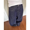 thumbnail image 2 of Pantalones vaqueros negros de pierna ancha vibe para mujer, Pantalones rectos sueltos lavados, hombres y mujeres, otoño e invierno, nuevo, 2 of 5