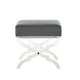 thumbnail image 5 of Inspired Home Nelly Velvet and Acrylic X-Leg Ottoman Stool, Grey, 5 of 8