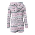 thumbnail image 6 of Christmas Jumpsuit Pajamas for Women Holiday Graphic Long Sleeve Hooded Zip Up Short Pants Fleece Lined Homewear Pink S, 6 of 7