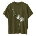 thumbnail image 5 of WREESH Women's Oversized T-Shirts Casual Round-Neck Printed Loose Short Sleeve Blouse Olive Green, 5 of 5