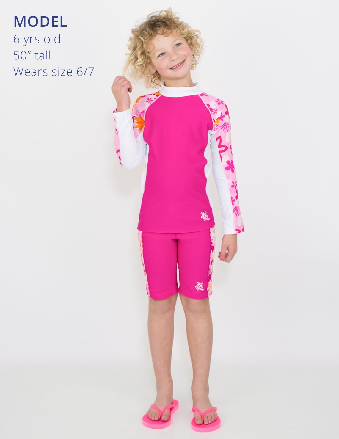 6//7 yrs Tuga Girls Shoreline L//S Rash Guard Taffy UPF 50+