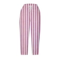 thumbnail image 4 of WEIee Womens Capris Casual Summer Pocket Cropped Pants with Drawstring Stripe Straight Leg Lightweight Trousers Loose Fit Party Lady Pants Pink XXXXL, 4 of 4