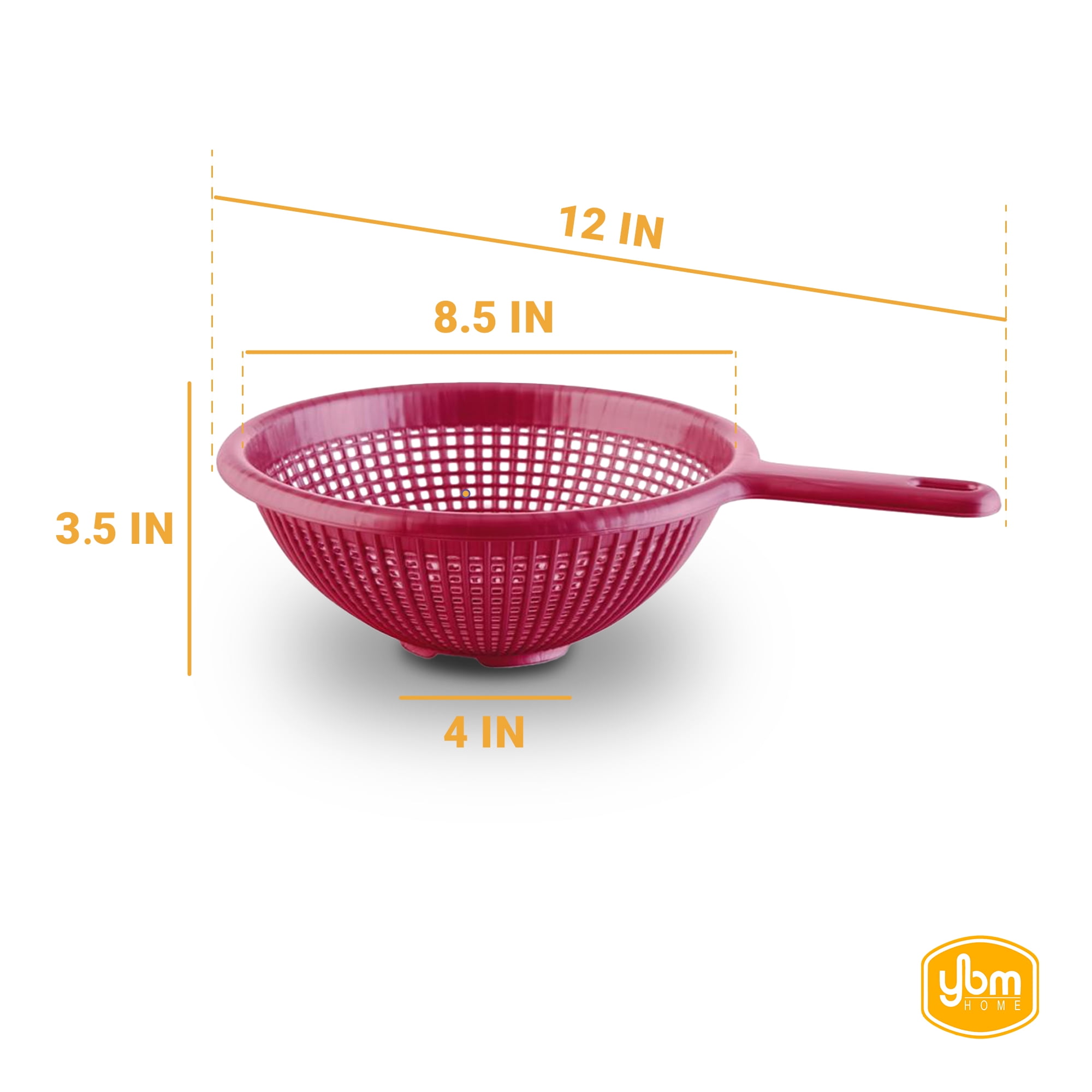 YBM Home Deep Plastic Colander for Washing and Draining Pasta, 8.5 inch -  White 