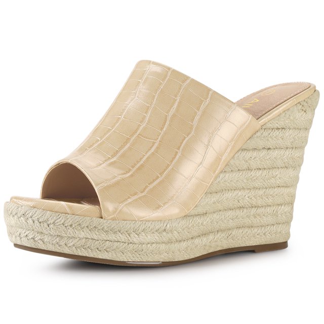BLISSFUL STEP Women's Slip-On Platform Wedge Heel Wedge Sandals