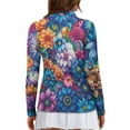thumbnail image 2 of Yuyamidu Colorful Boho Flowers Long Sleeve Golf Shirt for Women Floral Tennis Tops Running Shirt with Collar Sports Athletic T-Shirt Shirts Plus Size S, 2 of 8
