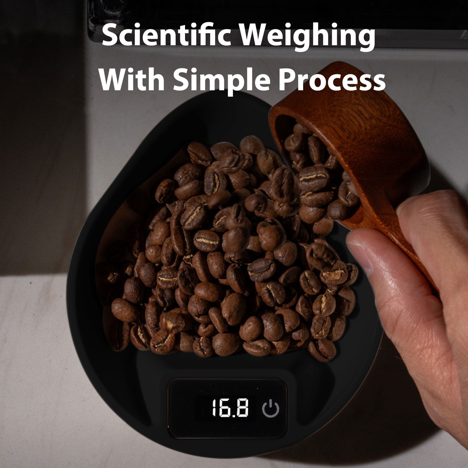 LAZIOEGR Electronic Coffee Scale High-Precision 0.1g LED Display Round Bowl Design Small Kitchen Scale Black 165g / 5.8oz