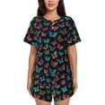 thumbnail image 1 of Balery Multicolored Butterflies Conjunto de Pijama para Mujer con Estampado, Dos Piezas de Manga Corta y Shorts, Ropa de Dormir Suave con Cuello Redondo y Bolsillos-XX-Large, 1 of 6