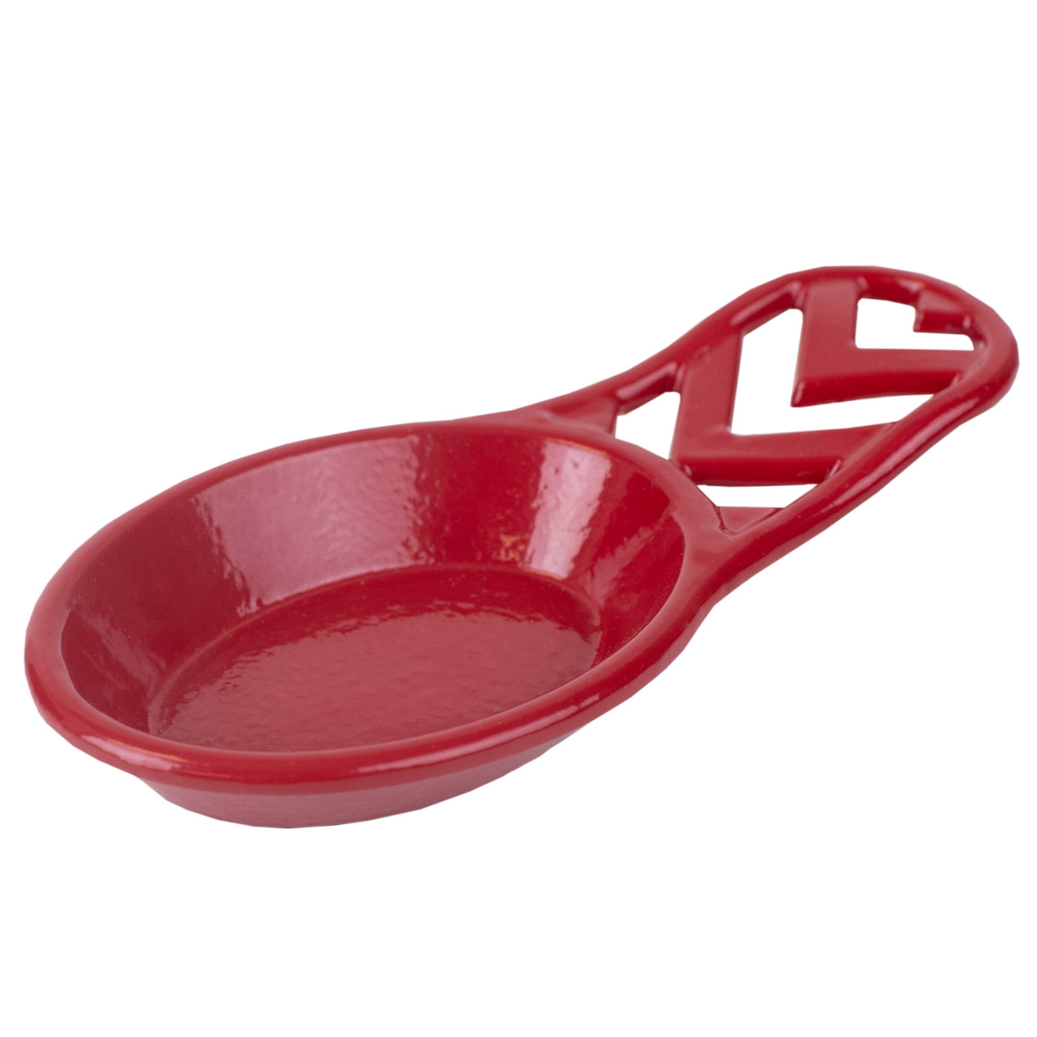 Home Basics Cast Iron Chevron Design Spoon Rest, Red, 7.5x3.5x1.3