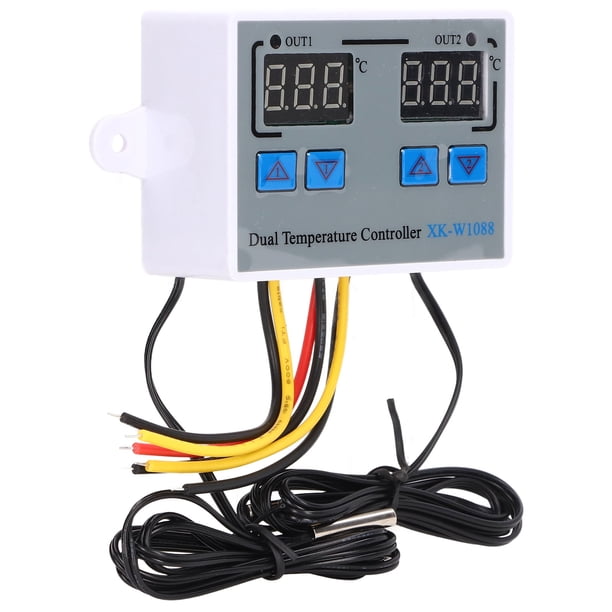 Termostato Digital, 2 Relés Controlador de Doble Temperatura Calefacción Calefacción Humidify Dehumidify 12V para Invernadero para el Tanque de Acuario