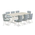 thumbnail image 6 of East West Furniture X027SI215-9 9-Pc Kitchen Dining Set- 8 Dining Padded Chairs with Baby Blue Linen Fabric Seat and Button Tufted Chair Back - Rectangular Table Top & Wooden Cross Legs - Linen White, 6 of 10