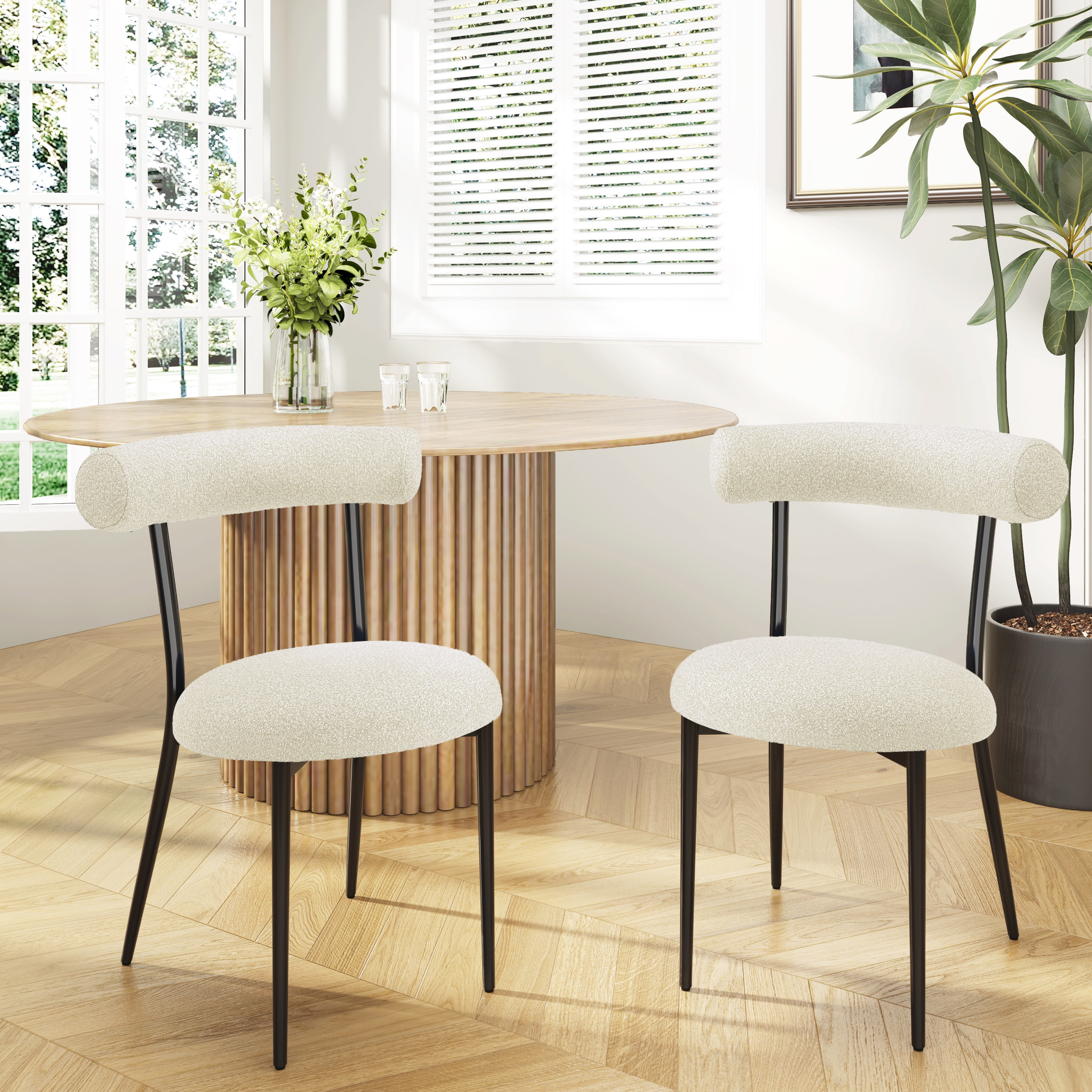 Euroco Set of 2 Modern Upholstered Barstools with Metal Frame and Open Back, 20.5'' Seat Height