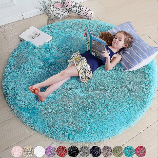 Blush Round Rug For Bedroom,fluffy Circle Rug For Kids Room,furry Carpet For Teen Girls Room