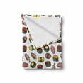 thumbnail image 2 of Sushi Soft Flannel Fleece Throw Blanket, Sashimi and Rolls Cuisine Delicious Doodle, Cozy Plush for Indoor and Outdoor Use, 50" x 70", White Multicolor, by Ambesonne, 2 of 6