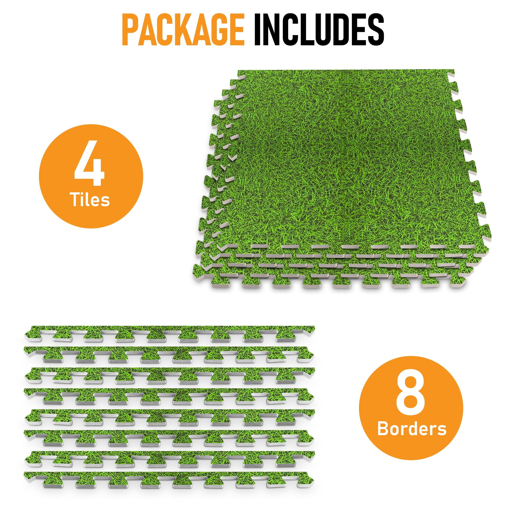HomeCube USA 24" x 24" Gray Foam Interlocking Floor Mats, 4 Piece