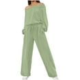 thumbnail image 4 of Oplxuo Women's Oversized Long Sleeve Jumpsuit Chic Off The Shoulder Drawstring Waist Casual One Piece Romper with Pockets, 4 of 7
