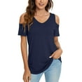 thumbnail image 2 of Giftesty Womens Blouses and Tops Clearance Women's Fashion Casual Solid V-Neck Short Sleeve Loose T-Shirt Pullover Tops, 2 of 7
