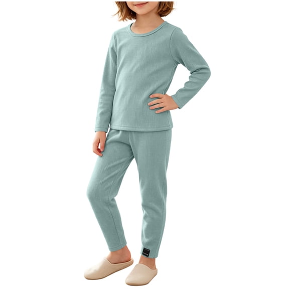 Fancifize Girls Boys Ribbed Lounge Sets Casual Long Sleeve Shirts Straight Leg Pants 2 Piece Loungewear Outfits