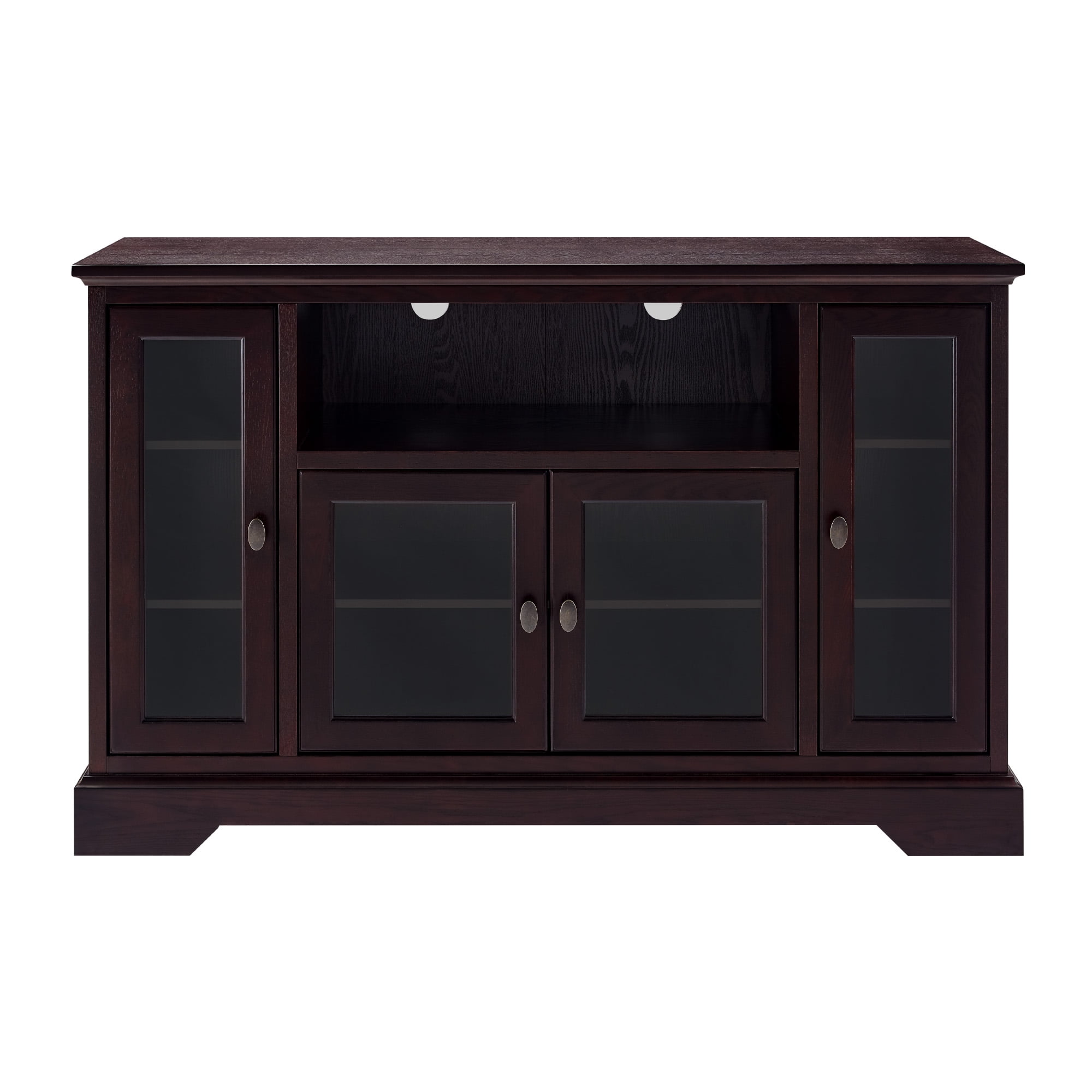 Manor Park Transitional Highboy Glass Door Wood TV Stand, Espresso