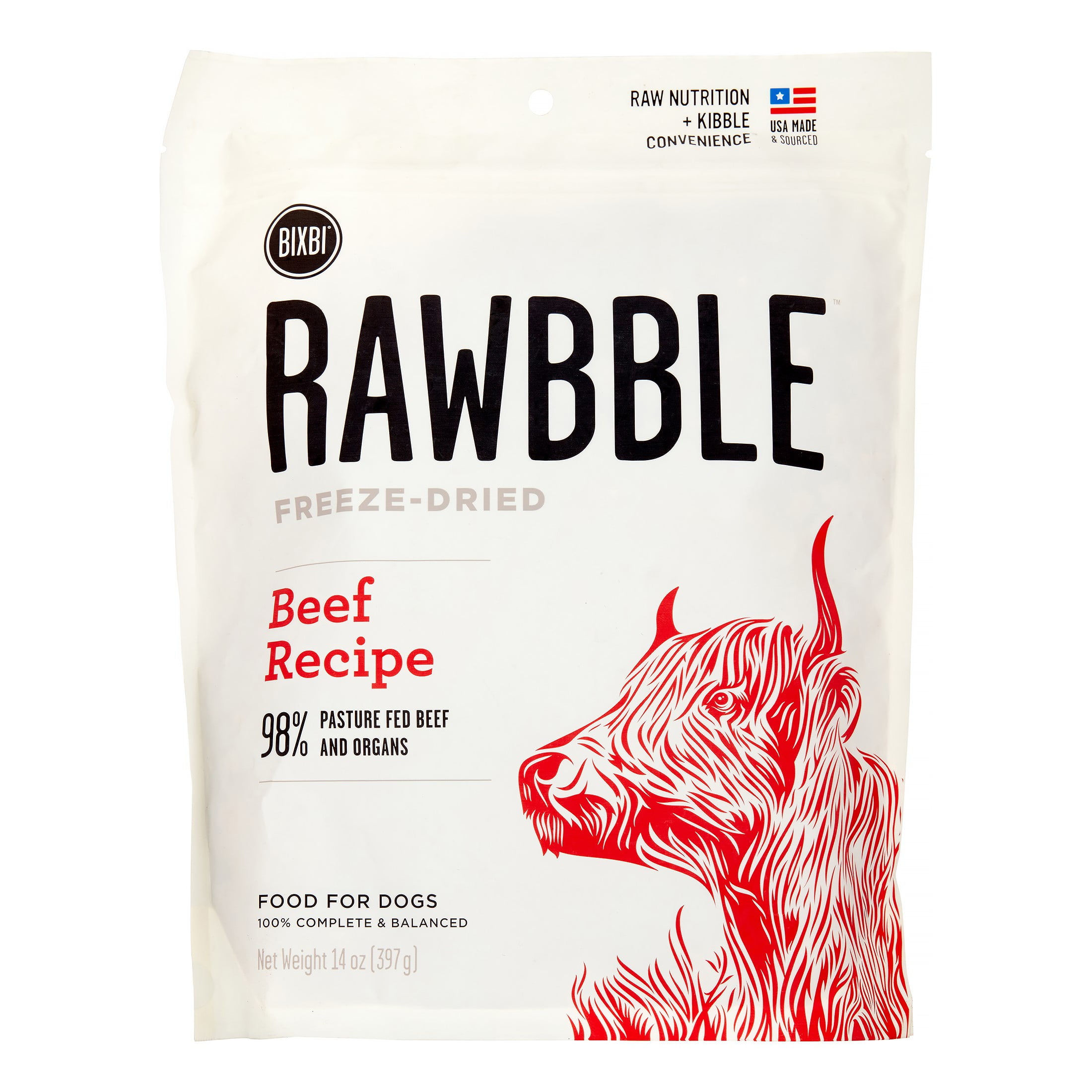 Bixbi Rawbble GrainFree Beef Recipe Freeze Dried Dog Food, 14 Oz