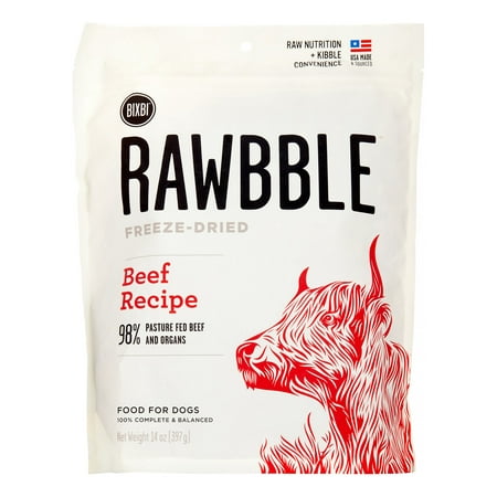 Bixbi Rawbble Grain-Free Beef Recipe Freeze Dried Dog Food, 14